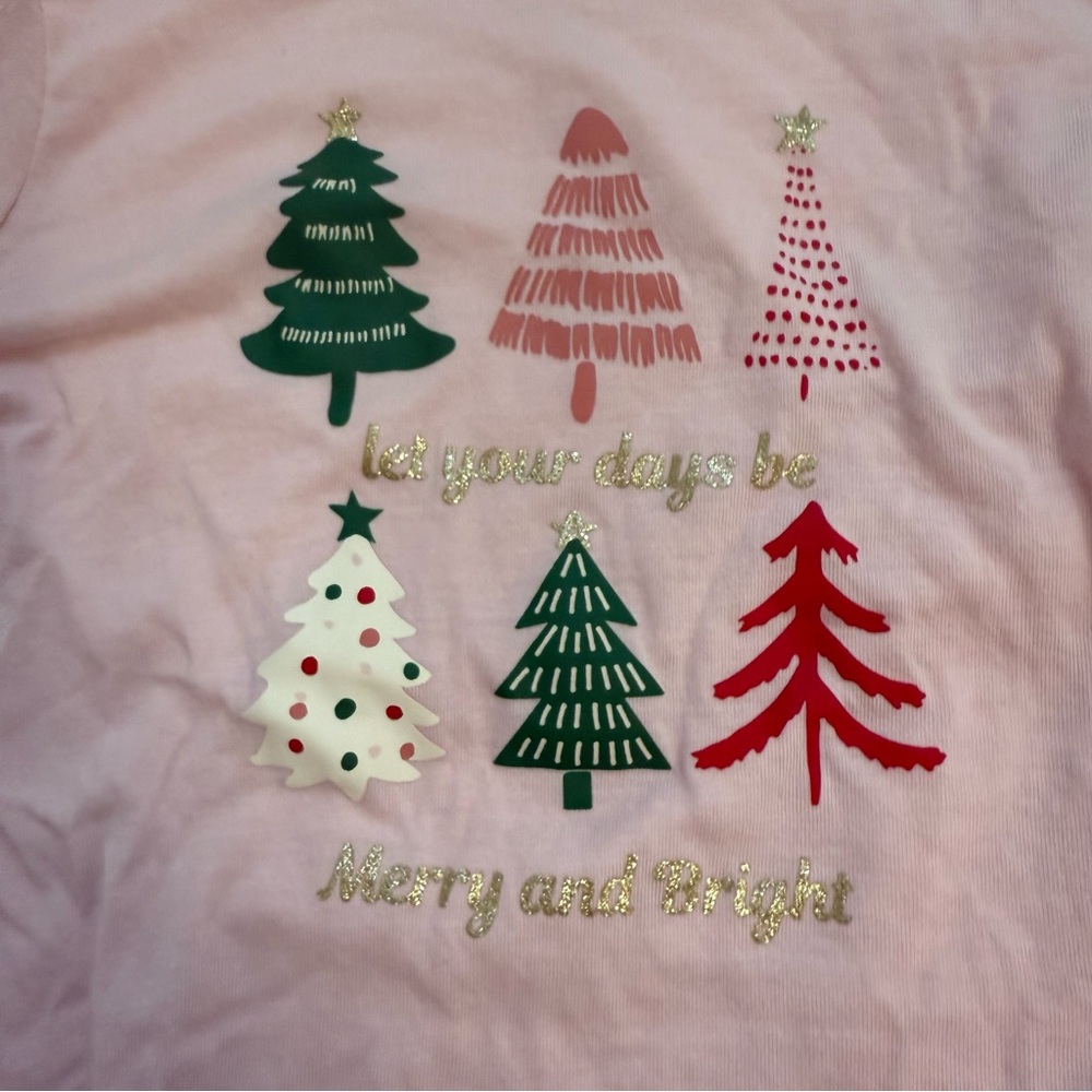 Holiday Time Girls Pajamas with Festive Tree Design - Picture 3 of 5